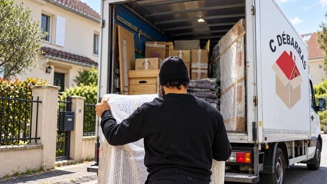 Chargement de mobilier dans un camion C Débarras